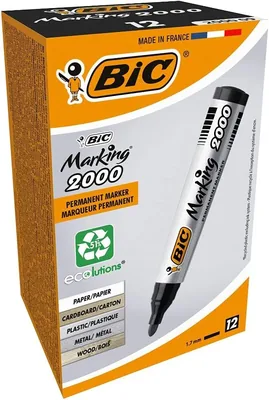 BIC Marking 2000 ECOlutions Marqueurs permanents - Tip conique moyen - Noir, Boîte de 1