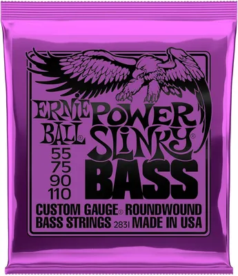 Ernie Ball Power Slinky - Cuerdas para bajo eléctrico, entorchado de níquel, calibre 55-110 - 19% De Descuento
