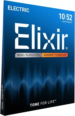 Corde de guitare électrique Elixir NANOWEB Coated, Léger/Épaissy (.010-.052)