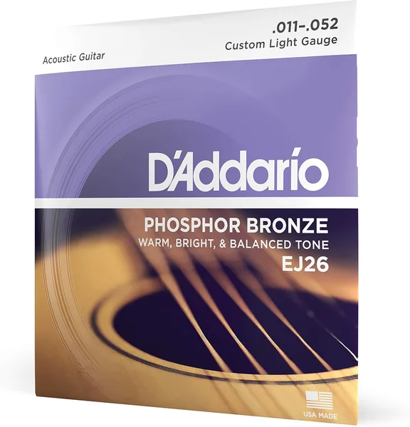 D'Addario EJ26 Phosphor Bronze Akoestische Gitaarsnaren, Custom Light, 11-52 - 14% de réduction