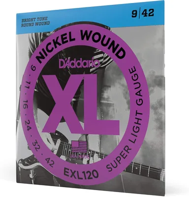 D'Addario EXL120 Cuerdas de Acero Niquelado para Guitarra Eléctrica - 9-42 (Extra Blandas) - 22% Descuento
