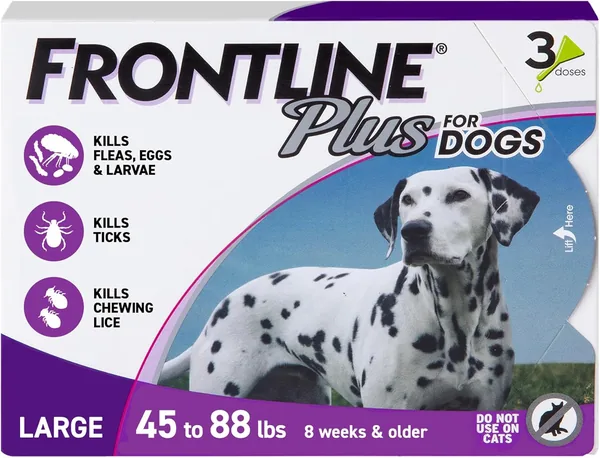 FRONTLINE Plus Flea & Tick Spot Treatment for Large Breed Dogs 45-88 lbs. (Purple)