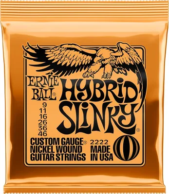 Ernie Ball Hybrid Slinky - Cuerdas para guitarra eléctrica, entorchado de níquel, calibre 9-46