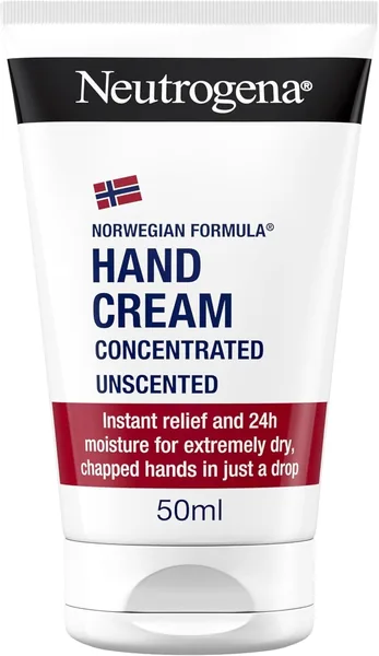 Neutrogena Norwegian Formula Concentrated Unscented Hand Cream (1x 50ml) with Glycerin, Vitamin E