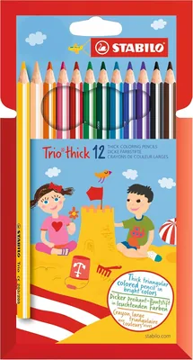 STABILO Trio dicke Buntstifte - Packung mit 12 - Assortierte Farben - 41% Rabatt
