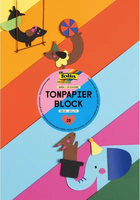 Folia Ton-Zeichenpapierblöcke A4, 20 Blatt, 130g farbig - 47% Rabatt