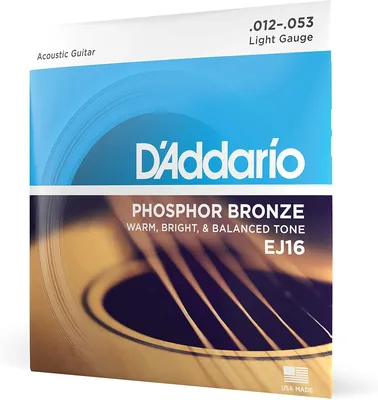D'Addario EJ16 फॉस्फोर ब्रॉन्ज़ 12-53 लाइट गिटार स्ट्रिंग्स - 17% ऑफ