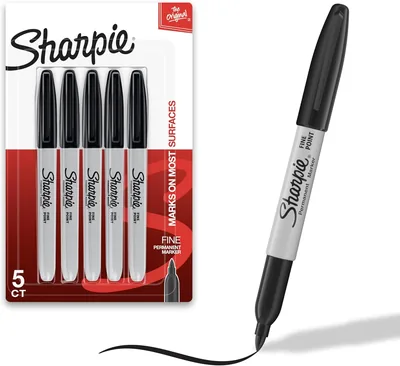 Sharpie Permanent Markers Fine Tip Black 5 Count Best Deal
