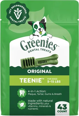 Greenies Veterinarian-Recommended Adult Natural Dental Dog Treats Teenie Size, Dog Dental Chews, Ori