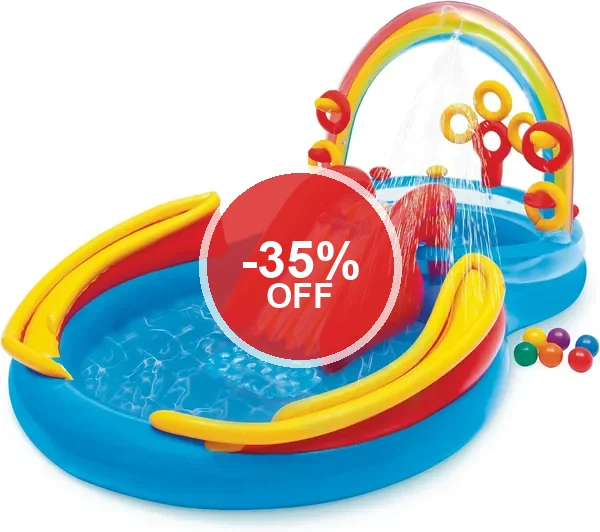 Intex 57453NP- Gioco da cortile Arcobaleno, dimensioni 297 x 193 x 135 cm, Blu/Rosso/Giallo - Sconto 35%