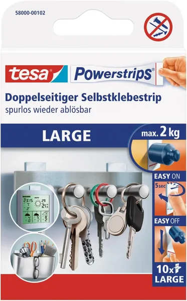 Tesa Powerstrips Large White Pack of 58000