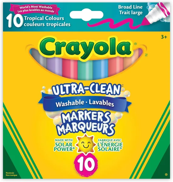 Crayola 10-Count Washable Ultra-Clean Broad Line Markers Tropical