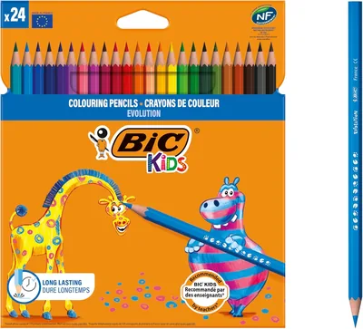 BIC Kids Écriture Evolution ECOlutions - Craies colorées écologiques, Pack de 24 (43% Off)