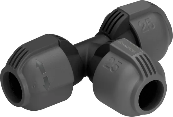 GARDENA T-stück för sprenklarsystem: Anslutning för ramad plantpip 25mm, Snabb & enkelt anslutning, kompatibel med GARD