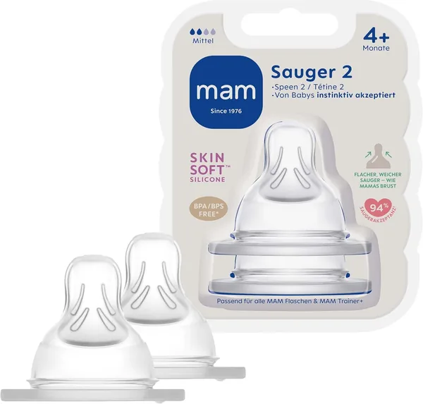 MAM Silicone Anti-Colic Bottle Teats (2-Pack)