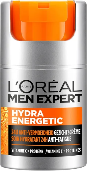 L'Oréal Paris Men Expert Hydra Energetic Anti-Fatigue Crème met Proteïne en Vitamine C - 50 ml, Verpakking kan variëren