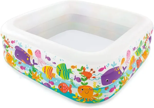 Intex 57471NP - Piscina gonfiabile acquario, Vinile multicolor, 159x159x50 cm, Sconto 25% (era €29.60)