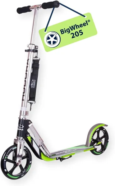 HUDORA BigWheel 205 Roller - Robustes Aluminiumroller - Höhenverstellbar & Falterbarer Stadtroller mit Ständer - Sportliches Kinderroller (34% Rabatt)