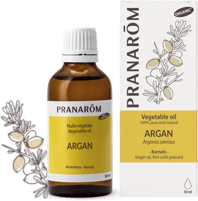 Huile végétale d'argan organique Pranarôm 50 ml | Anti-âge réparatrice, riche en vitamines et antioxydants. Nourrit intensément