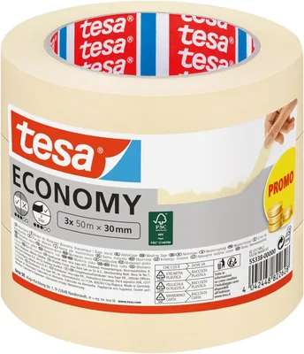 Tesa Maskierband für einfache Malarbeiten, 3er-Pack, 50 m x 30 mm, Beige, 55338-00000-06 - 54% Rabatt