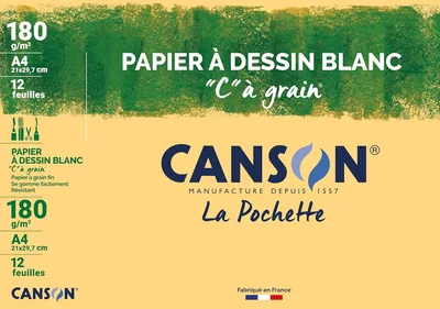 CANSON 'C' à Grain - Pack de 12 Feuilles A4 Blanc Papier de Dessin - 180 g/m² Best Deal