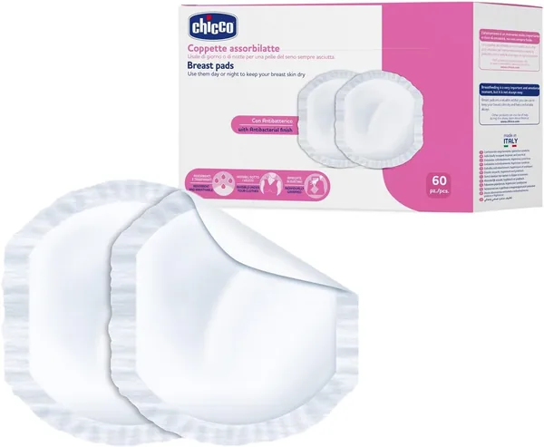 Pannolini per Allattamento Chicco 60 Pezzi: Antibatterici, Assorbenti, Morbidi e Traspiranti con Striscia Adesiva