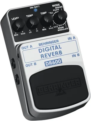 Behringer DR600 - Pedale de Guitare Square, Réverbération Stéréo Numérique BPSCA DR600 - Blanc, 1 Unité