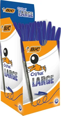 Bics Cristal - Stylo à bille de grande taille (1,6 mm) - Bleu (boîte de 50)