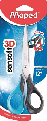 Maped - Ciseaux Ergonomiques Sensoft, 16 cm, Anneaux Souples, Pour Droits, Couleur Aléatoire (Bleu, Rose ou Rouge) - Meilleure Offre