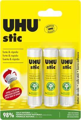 غراء UHU STIC الأصلي - يلتصق بقوة وسرعة، بدون مذيب، 8.2 جرام، مجموعة من 3، أبيض