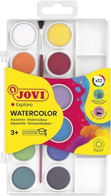 Jovi -724987 Estuche Acuarela, Multicolor (800 12), Colores Assortidos | Para Niños a Partir de 3 Años, Ideal para Manualidades Escolares