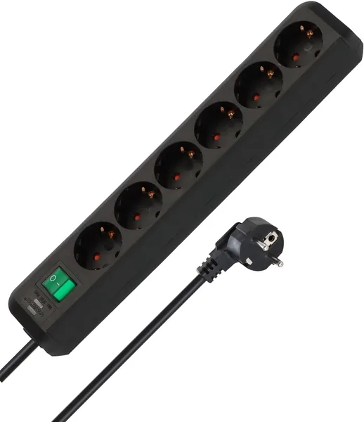 Brennenstuhl Eco-Line Power Strip with 6 Outlets (1.5 m Cable, Switch) Black