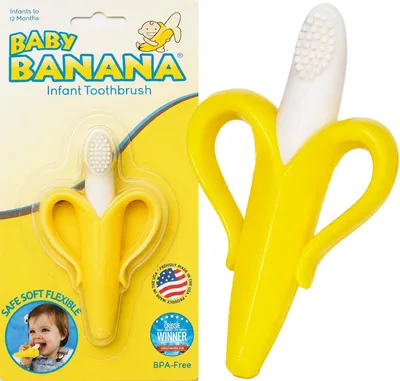 Baby Banana Infant Training Toothbrush & Teether Yellow