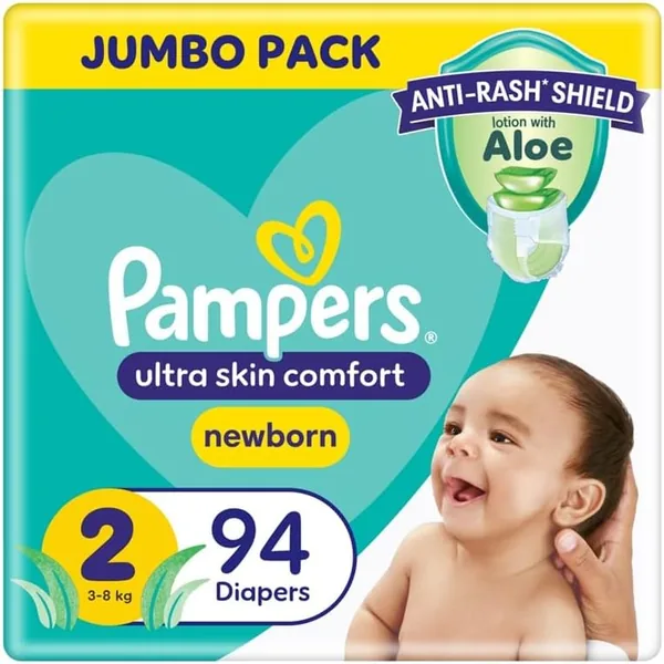 Pampers New Baby Size 2 Nappies, 94-Pack + Lotion, 39% Off