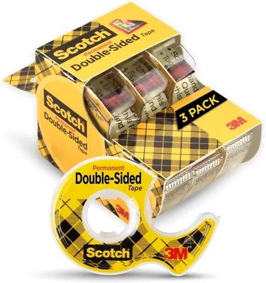 Scotch Double Sided Tape 1/2 x 250 in, 3 Packs