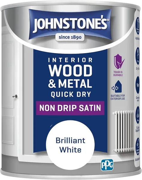 Johnstone's Wood & Metal Paint - Satin Finish - Brilliant White - 750ml