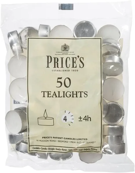Prices Patent Candles White Tealights Bag