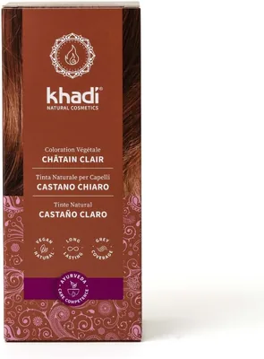 Tinte de pelo khadi LIGHT CASTANO VEGETAL - Color marrón claro y cálido con destellos rojizos intensos - 100% natural certificado