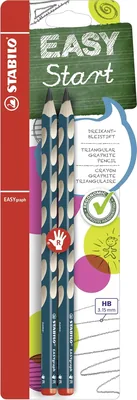 Stabilo Easygraph Ergonomique Crayon Graphite - 2 x HB (Bleu Slate) - Main Droite
