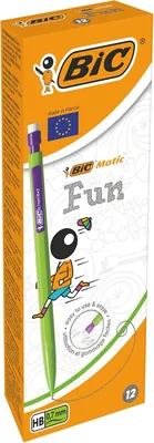 BIC Matic Fun Stylos à bille mécaniques 0.7 mm HB - Assortis couleurs, Boîte de 12 - Meilleures Affaires