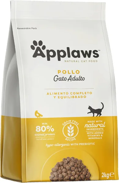 Applaws Natural Grain Free Adult Dry Cat Food, Chicken Flavor - Resealable Bag 2 kg (Packung kann variieren)