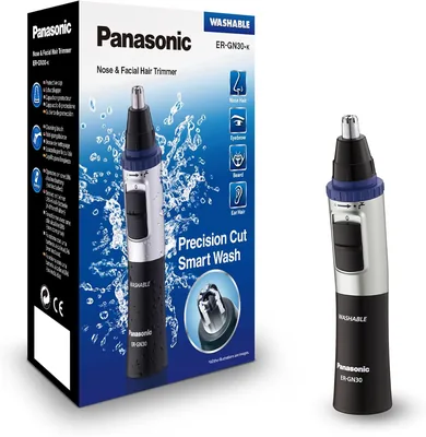 Panasonic ER-GN30 Wet and Dry Electric Facial Ear and Nose Hair Trimmer for Men, Battery-Powered wit