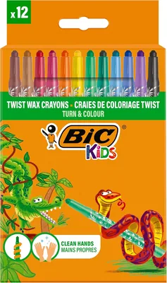 BIC Kids Turn & Colour Crayons - Assorted Colours, 12 Pack