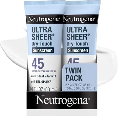 Neutrogena Ultra Sheer SPF 45 Sunscreen, 3 oz, Pack of 2