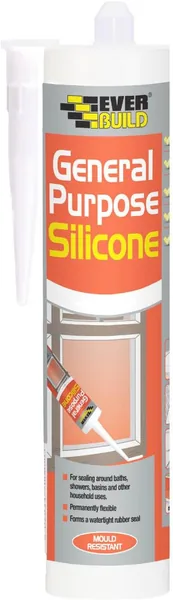 Everbuild General Purpose Silicone Sealant - Waterproof - Suitable for Interior and Exterior Use - Clear - 280ml