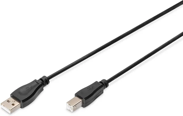 Digitus USB 2.0 Kabel - 3 meter - USB-A naar Type B - 480 Mbps - Connectiekabel voor Computers, Laptops, Hubs en Printers - Zwart
