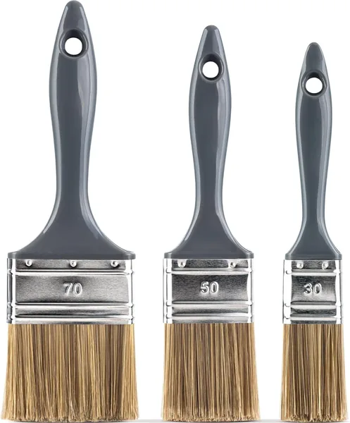 Color Expert 82650350 Complete Offer Set: 3 Flat Paint Brushes with Plastic Handle Width 30/50 / 70 mm