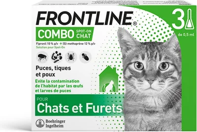 Frontline Combo Chat - Anti-puces, tiques et lentes - Protège les animaux et leur habitat - Jusqu'à 4 semaines