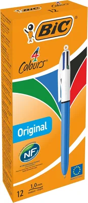 BIC 4 Couleurs Original Stylo à bille rétractable - Medium (1 mm) - Certification NF Environment - Boîte de 12 - 34% Off
