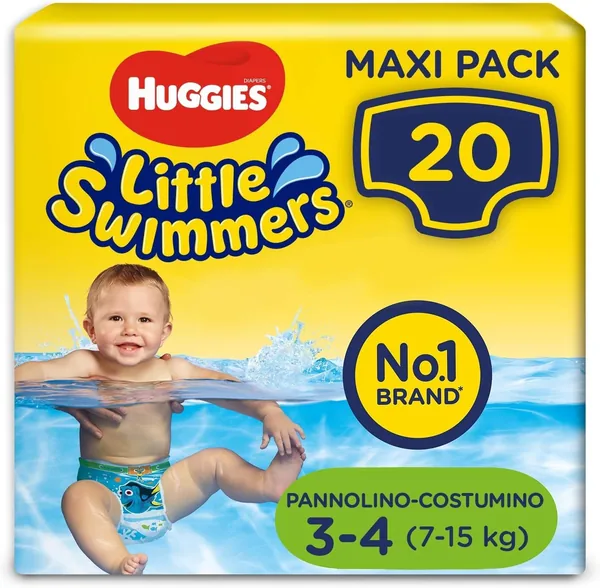 Huggies Little Swimmers Nappies Size 3-4 (7-15kg), Nappy Costume, Disney Design, 20 Pcs